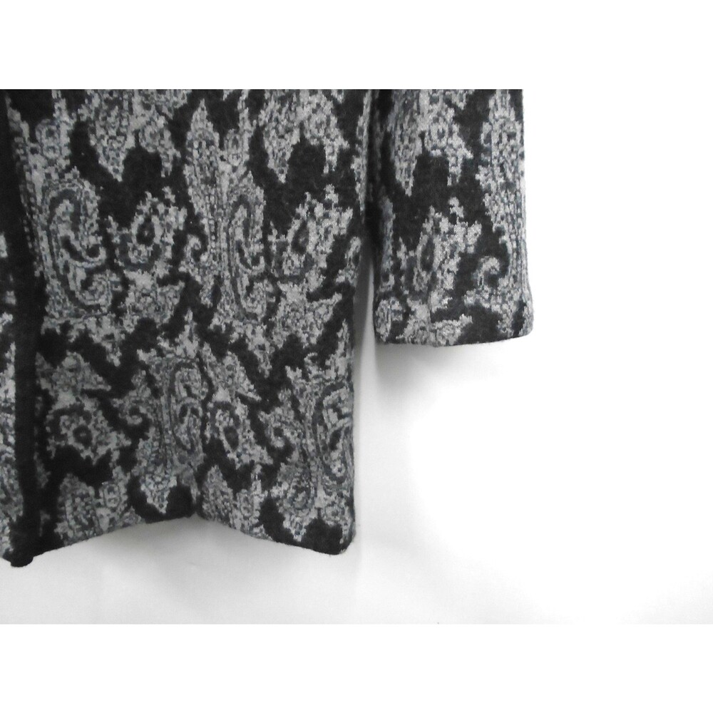 Cambridge Dry Goods Womens Size L Sweater Coat 100% Wool Black Gray Paisley - Picture 8 of 11
